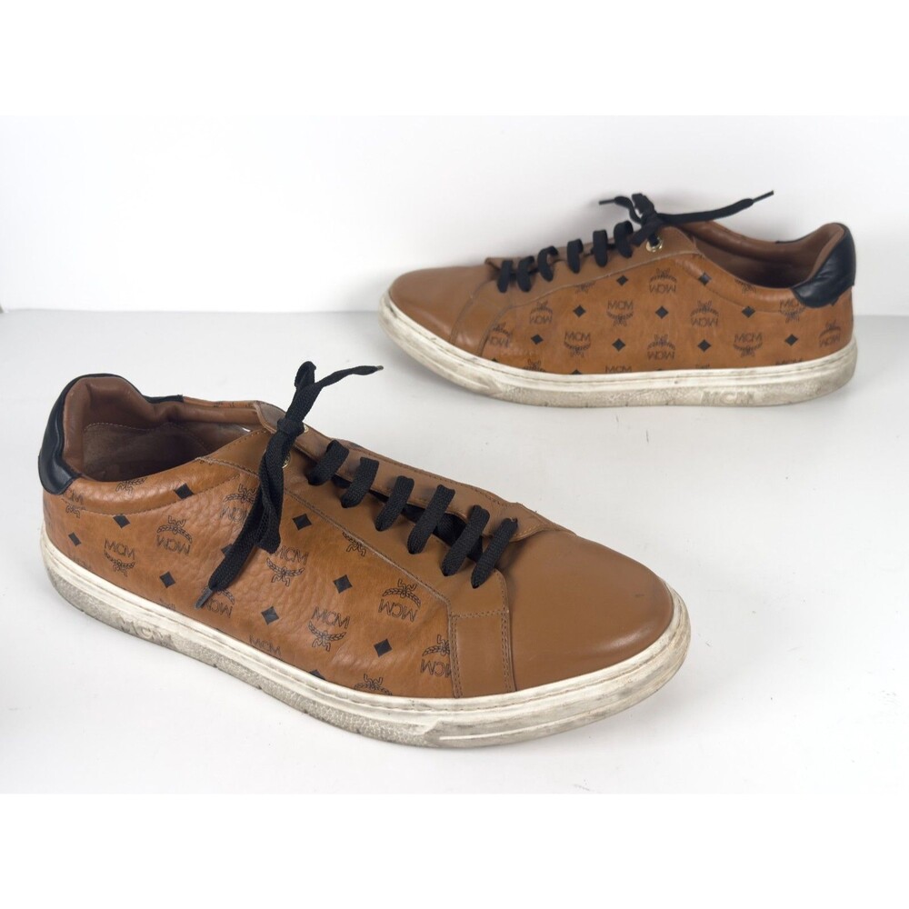 MCM Men's Terrain Cognac Brown Leather Visetos Sneakers EU 46 US 13